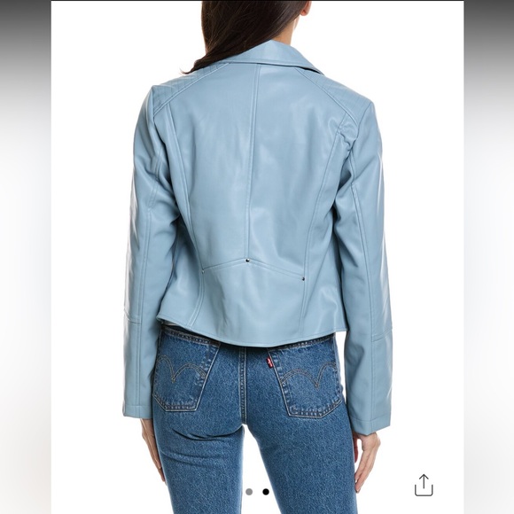 French Connection Asymmetrical Moto Jacket in Sky Blue NWT Sz L - Picture 2 of 7